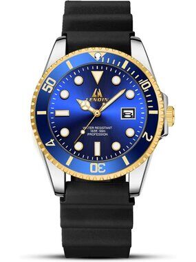 Men's Black Blue Stainless Steel Analog Quartz Waterproof Luminous Round Watch